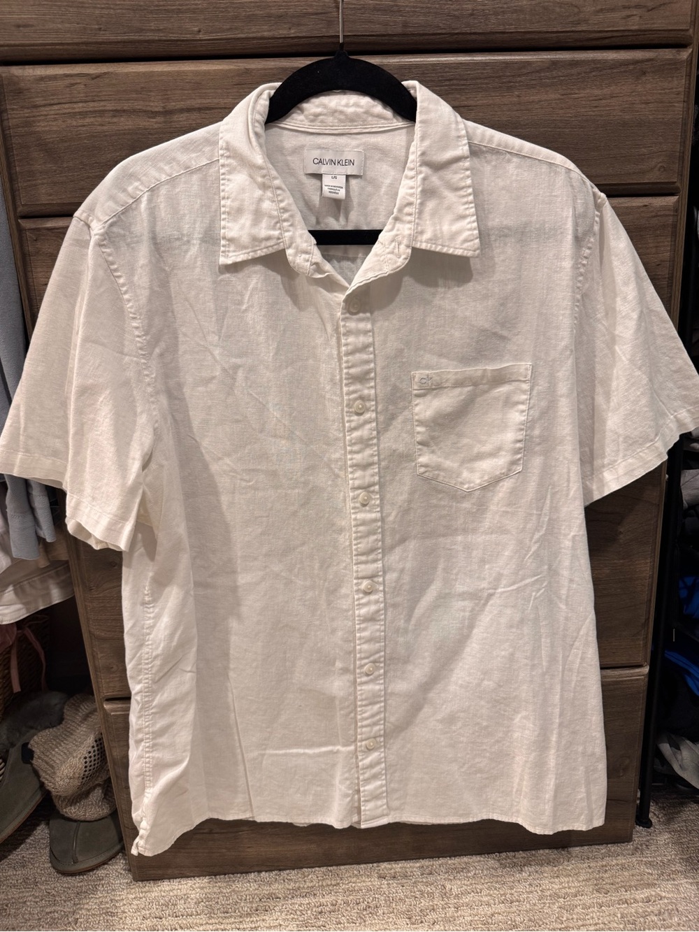 Calvin Klein Men's White Short-Sleeve Button-Down Shirt